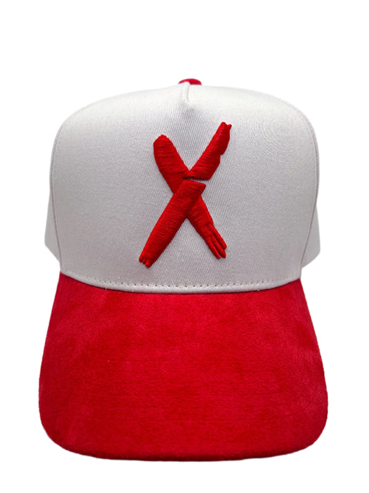 Off White/Red Suede