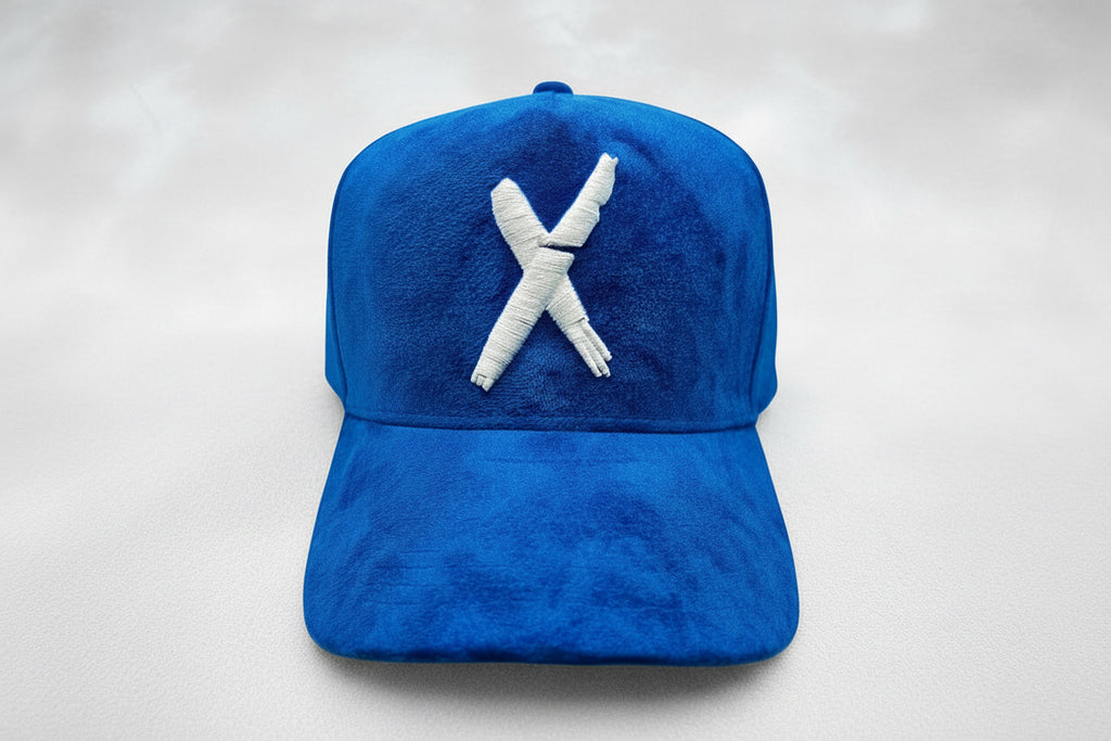 Blue/White Suede
